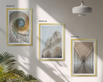 Set de 3 cuadros para salón Escalera de caracol de la fachada de la catedral