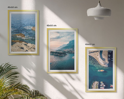 Juego de 3 cuadros Vistas al mar, acantilados, puertos
