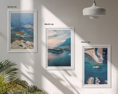 Juego de 3 cuadros Vistas al mar, acantilados, puertos