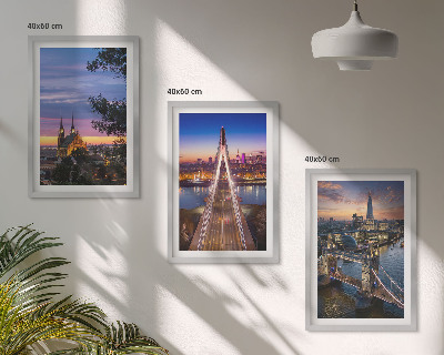 Set de 3 cuadros para salón Vistas de puentes y puestas de sol