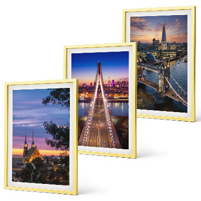 Set de 3 cuadros para salón Vistas de puentes y puestas de sol