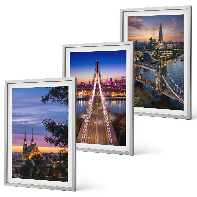 Set de 3 cuadros para salón Vistas de puentes y puestas de sol