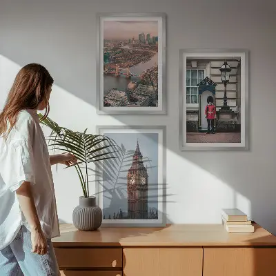 Juego de 3 cuadros decorativos Puente de Londres y Big Ben