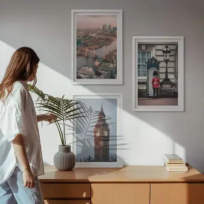 Juego de 3 cuadros decorativos Puente de Londres y Big Ben