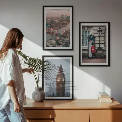 Juego de 3 cuadros decorativos Puente de Londres y Big Ben