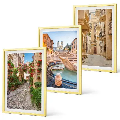 Set de 3 cuadros para salón decoración con diseño de las encantadoras calles de la fuente