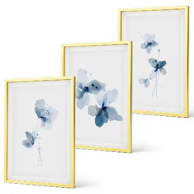 Flores azules juego de 3 cuadros