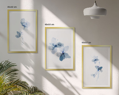 Juego de 3 cuadros Flores azules