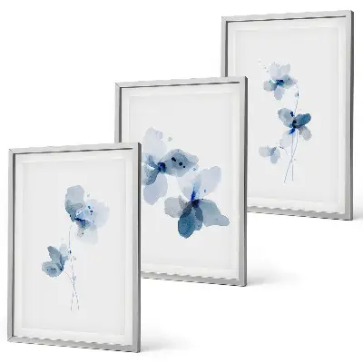 Flores azules juego de 3 cuadros