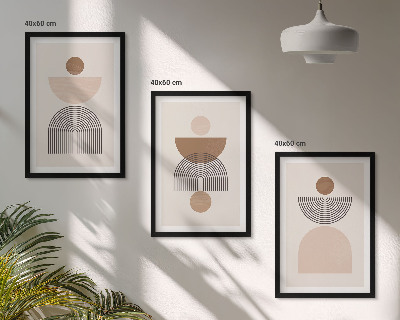 Set de 3 cuadros para salón Formas abstractas marrones