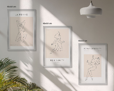 Juego de 3 cuadros Póster minimalista con siluetas femeninas