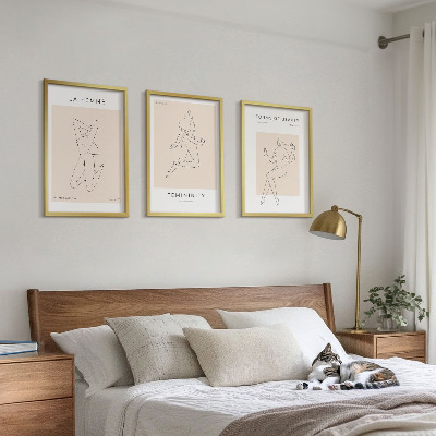 Juego de 3 cuadros Póster minimalista con siluetas femeninas