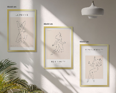 Juego de 3 cuadros Póster minimalista con siluetas femeninas