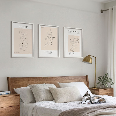 Juego de 3 cuadros Póster minimalista con siluetas femeninas