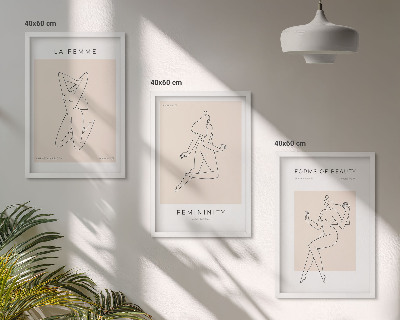 Juego de 3 cuadros Póster minimalista con siluetas femeninas