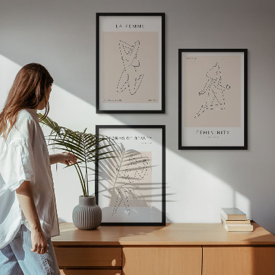 Juego de 3 cuadros Póster minimalista con siluetas femeninas