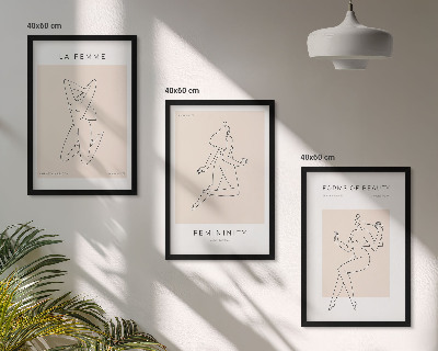 Juego de 3 cuadros Póster minimalista con siluetas femeninas