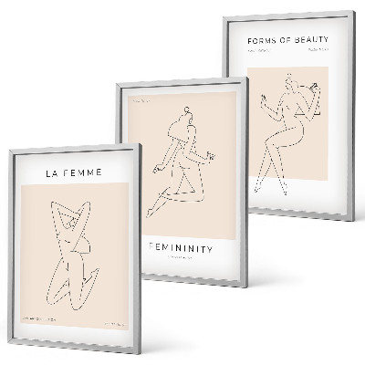 Juego de 3 cuadros Póster minimalista con siluetas femeninas