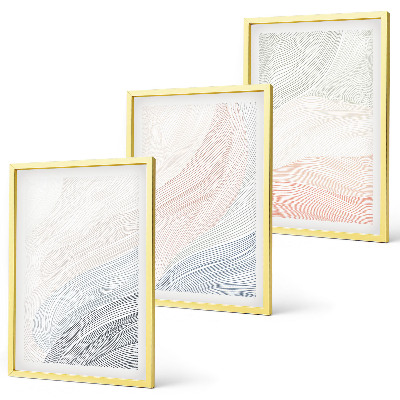 Set de 3 cuadros para salón Ondas abstractas cartón pastel