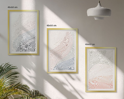 Set de 3 cuadros para salón Ondas abstractas cartón pastel