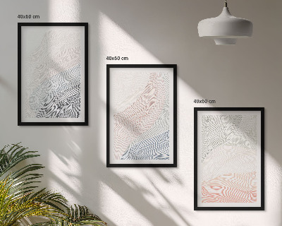 Set de 3 cuadros para salón Ondas abstractas cartón pastel