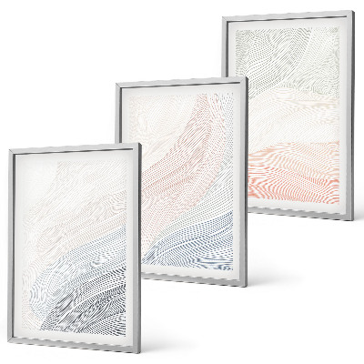 Set de 3 cuadros para salón Ondas abstractas cartón pastel