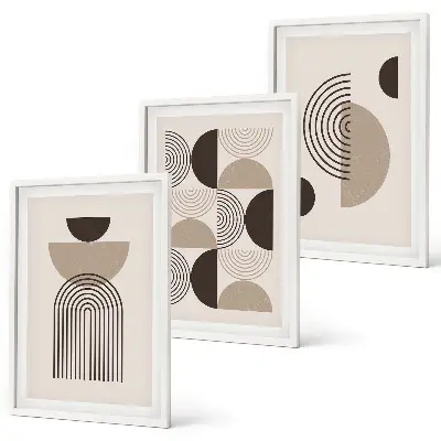 Juego de 3 cuadros con patrones minimalistas abstractos