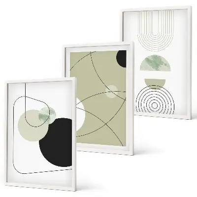Juego de 3 cuadros con diseño de formas abstractas de colores
