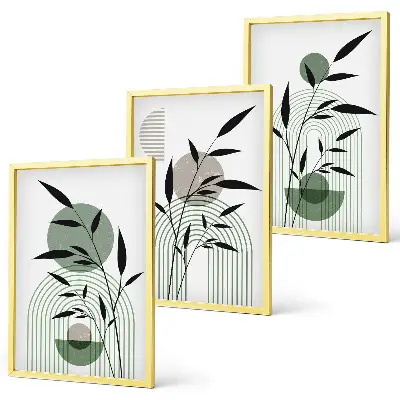 Juego de 3 cuadros con composiciones florales de estilo bohemio