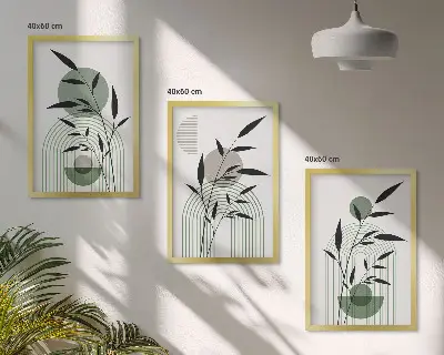 Juego de 3 cuadros con composiciones florales de estilo bohemio