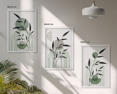 Juego de 3 cuadros composiciones florales de estilo bohemio