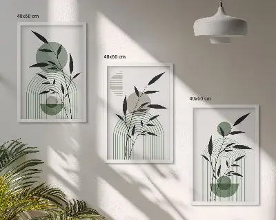 Juego de 3 cuadros con composiciones florales de estilo bohemio