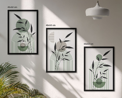 Juego de 3 cuadros composiciones florales de estilo bohemio