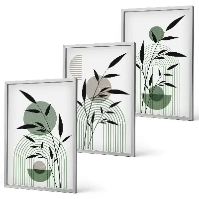 Juego de 3 cuadros con composiciones florales de estilo bohemio