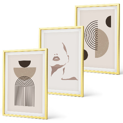Juego de 3 cuadros Formas abstractas y rostro