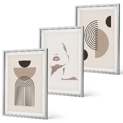 Juego de 3 cuadros diseño de formas abstractas y rostro