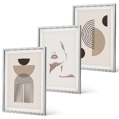 Juego de 3 cuadros Formas abstractas y rostro