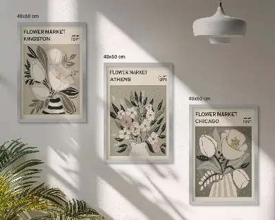 Arreglos florales retro juego de 3 cuadros