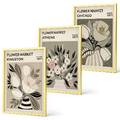 Arreglos florales retro juego de 3 cuadros