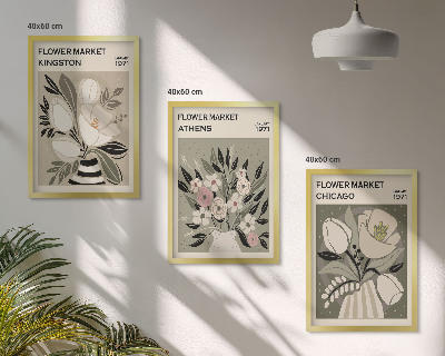 Juego de 3 cuadros Arreglos florales retro