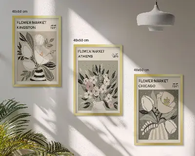 Arreglos florales retro juego de 3 cuadros