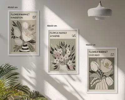Arreglos florales retro juego de 3 cuadros