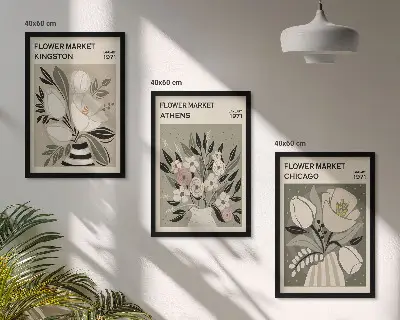 Arreglos florales retro juego de 3 cuadros