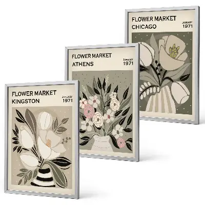 Arreglos florales retro juego de 3 cuadros