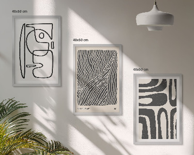Set de 3 cuadros para salón Patrones abstractos, líneas y texturas