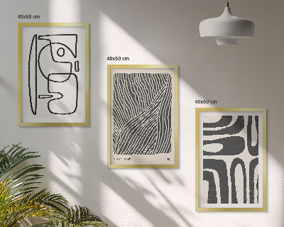 Set de 3 cuadros para salón Patrones abstractos, líneas y texturas