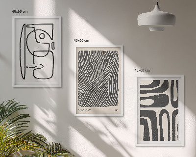 Set de 3 cuadros para salón Patrones abstractos, líneas y texturas