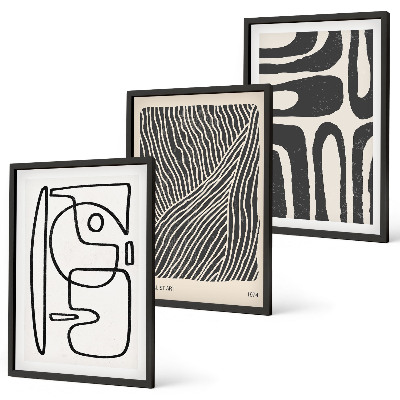 Set de 3 cuadros para salón Patrones abstractos, líneas y texturas