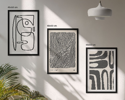 Set de 3 cuadros para salón Patrones abstractos, líneas y texturas