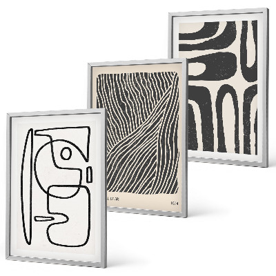 Set de 3 cuadros para salón Patrones abstractos, líneas y texturas